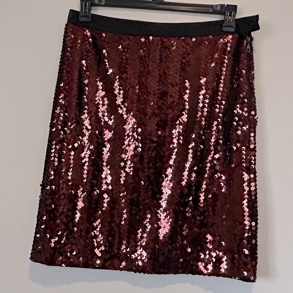 See By Chloe Women's Sequin Metallic Mini Skirt In Bronze Size 8 - Picture 4 of 10